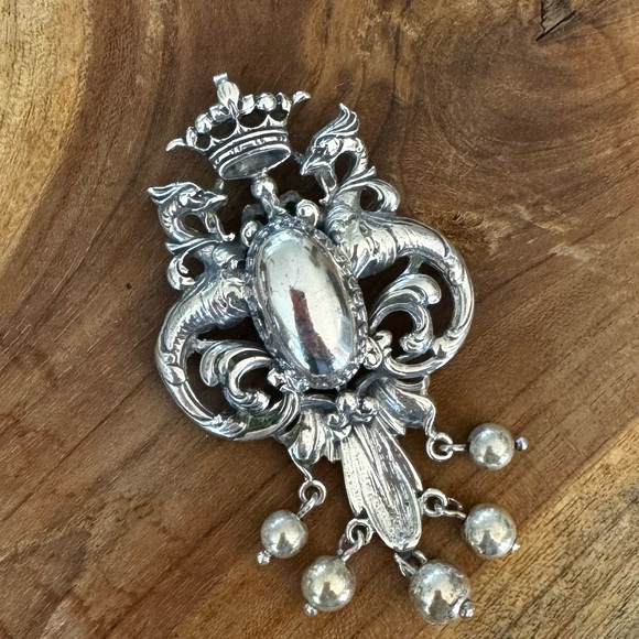 Cini Sterling Silver Brooch, Art Nouveau Griffen Dragon &...